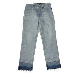 Lauren Ralph Lauren Light Wash High Rise Straight Leg Jeans Raw Hem Size‎ 6